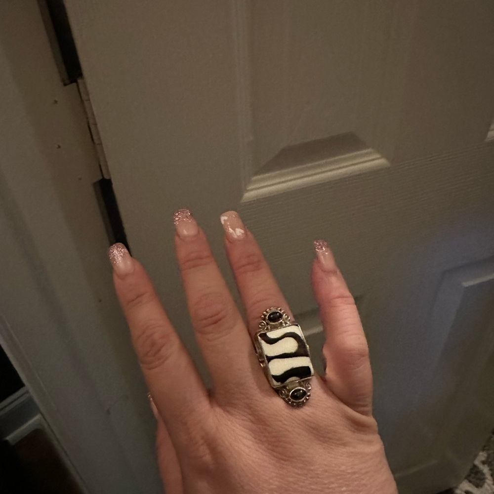 Rectangular sterling silver ring